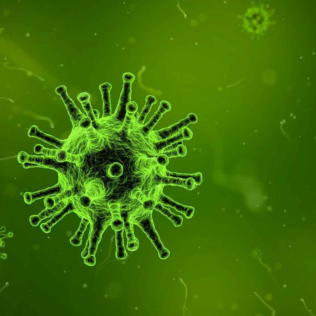 foto coronavirus con sfondo verde